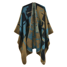 Hot Sale Poncho Cape Women Cardigan Travel Cashmere Pleated Shawl Winter Jacquard Wrap Warm Lace Pattern Pashmina Shawls